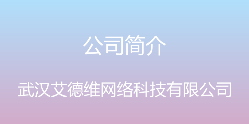 公司简介 - 武汉艾德维网络科技有限公司