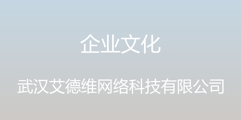 企业文化 - 武汉艾德维网络科技有限公司