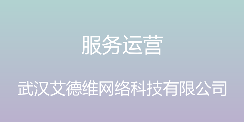 服务运营 - 武汉艾德维网络科技有限公司